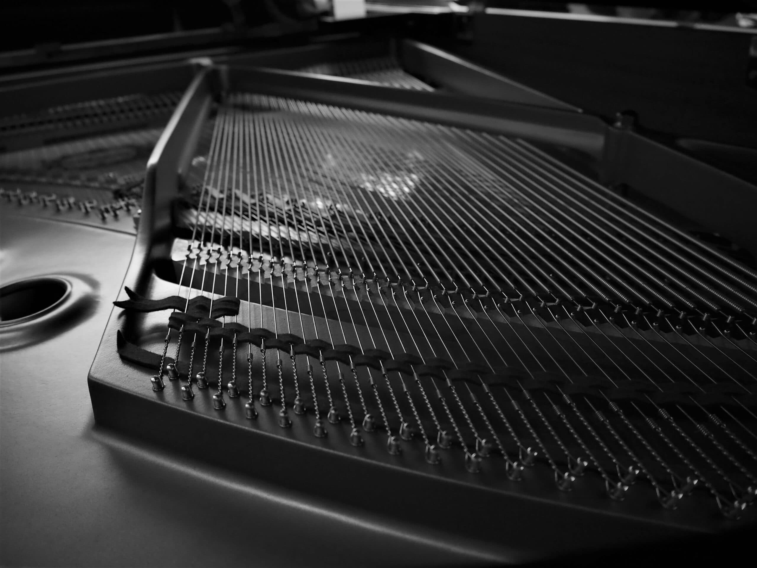 Gilded cast-iron plate of a grand piano